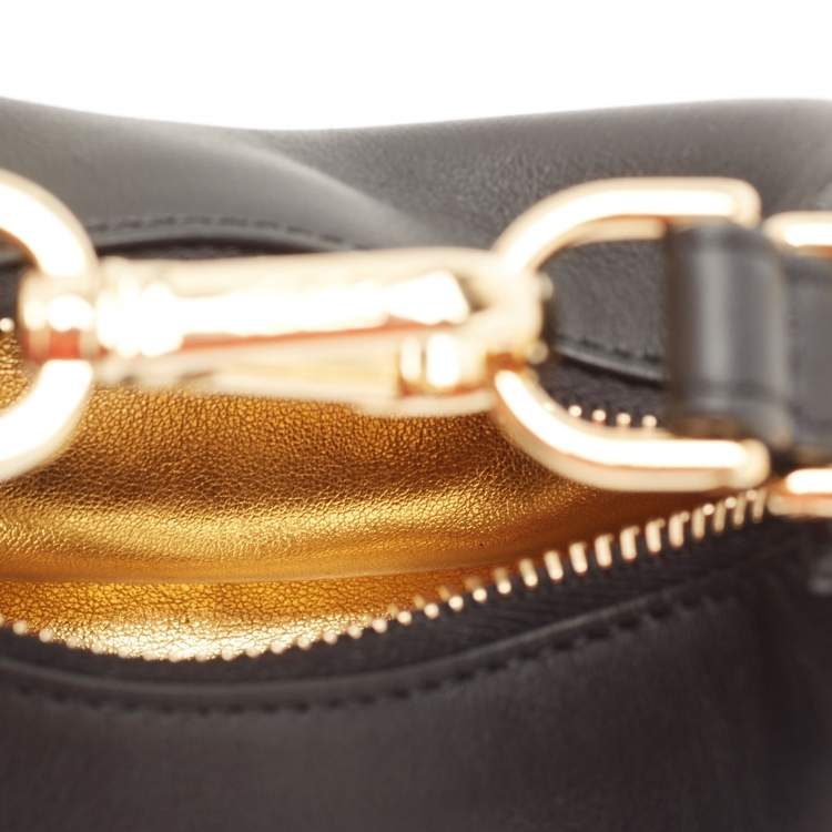 Pre Owned Fendi Black Leather Nano Fendigraphy Hobo