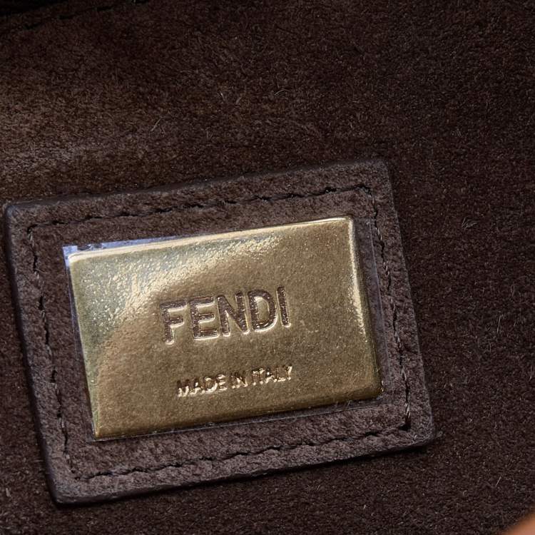 مملوكة مسبقًا Fendi Brown Leather Medium Stripe Peekaboo Top Handle Bag