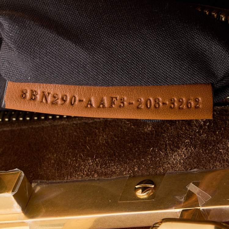 مملوكة مسبقًا Fendi Brown Leather Medium Stripe Peekaboo Top Handle Bag