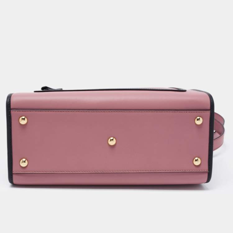 Pre Owned Fendi Dusty Pink/Black Leather Small Runaway Top Handle Bag