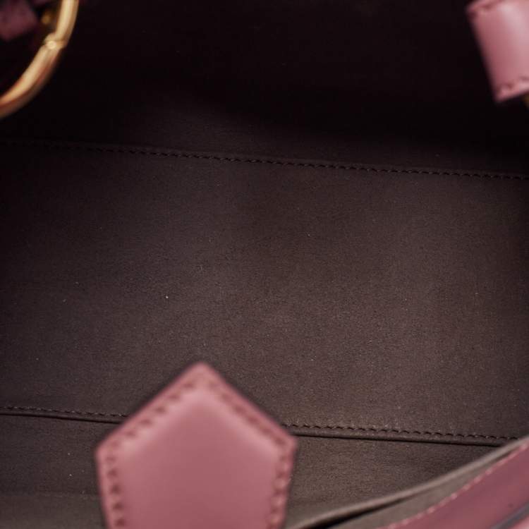 Pre Owned Fendi Dusty Pink/Black Leather Small Runaway Top Handle Bag