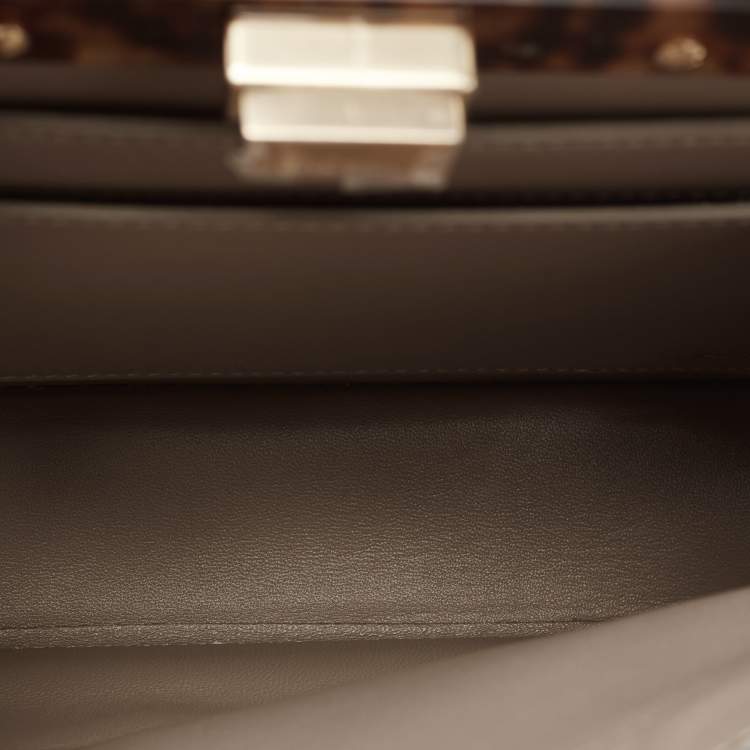 Pre Owned Fendi Beige Leather Small Peekaboo ISeeU Top Handle Bag