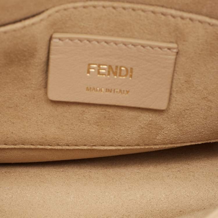Pre Owned Fendi White/Black Leather Small Eye Detail Kan I Shoulder Bag