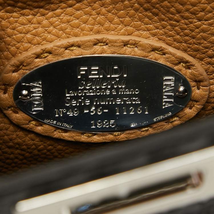 Pre Owned Fendi Black Leather Selleria Peekaboo Top Handle Bag