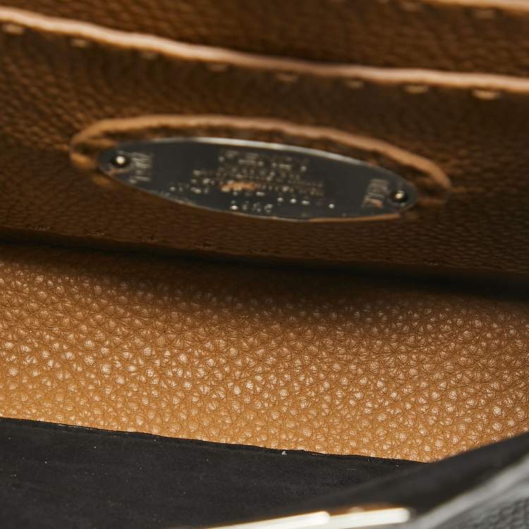 Pre Owned Fendi Black Leather Selleria Peekaboo Top Handle Bag