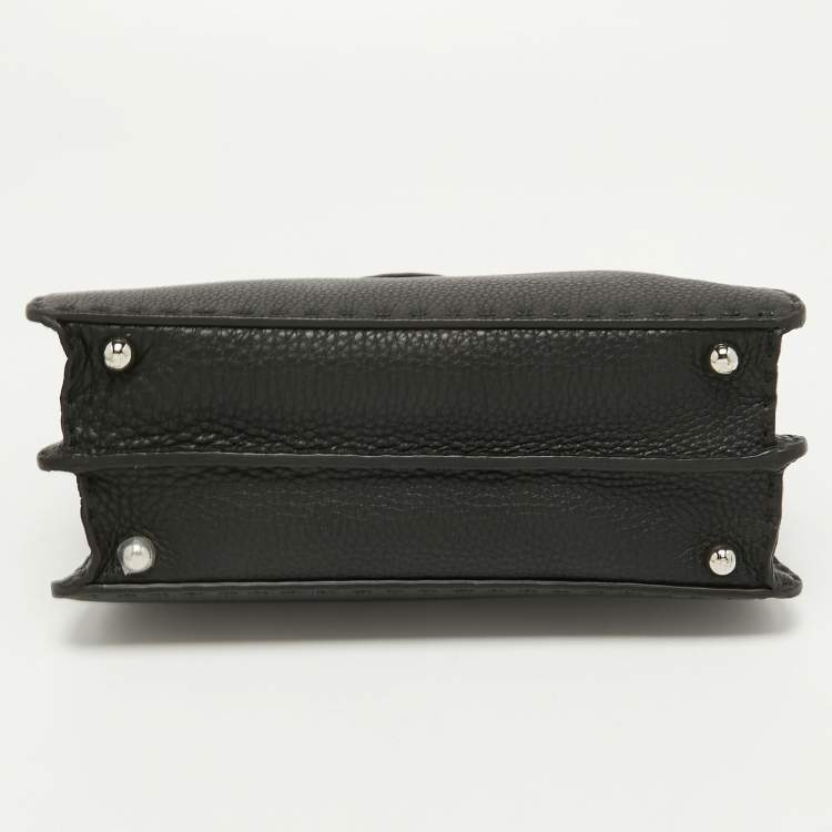 Pre Owned Fendi Black Leather Selleria Peekaboo Top Handle Bag