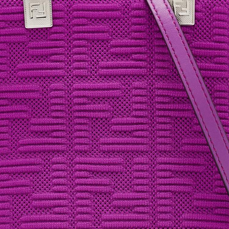 Pre Owned Fendi Purple FF Mesh and Leather Mini Sunshine Shoulder Bag