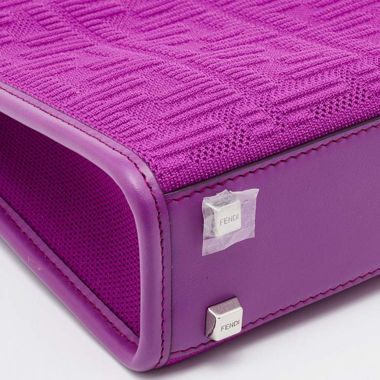 Pre Owned Fendi Purple FF Mesh and Leather Mini Sunshine Shoulder Bag