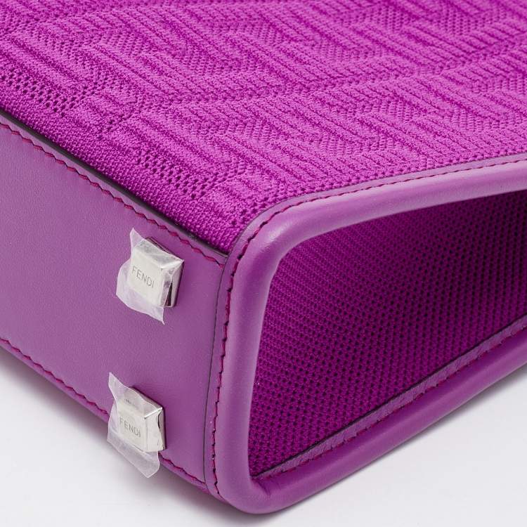 Pre Owned Fendi Purple FF Mesh and Leather Mini Sunshine Shoulder Bag