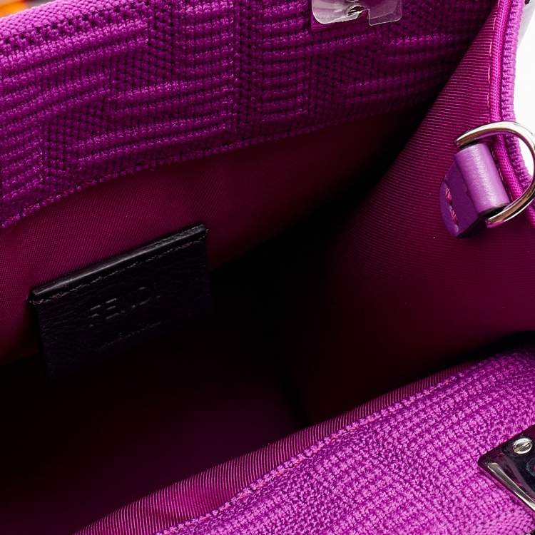 Pre Owned Fendi Purple FF Mesh and Leather Mini Sunshine Shoulder Bag