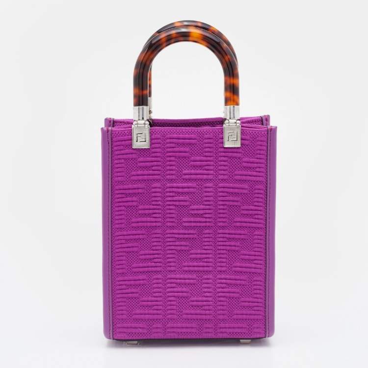 Pre Owned Fendi Purple FF Mesh and Leather Mini Sunshine Shoulder Bag