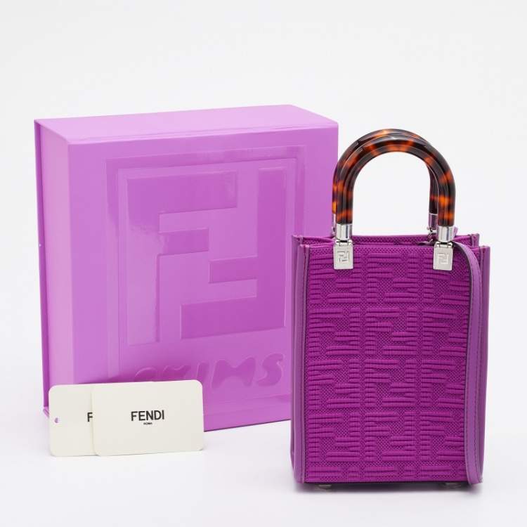 Pre Owned Fendi Purple FF Mesh and Leather Mini Sunshine Shoulder Bag