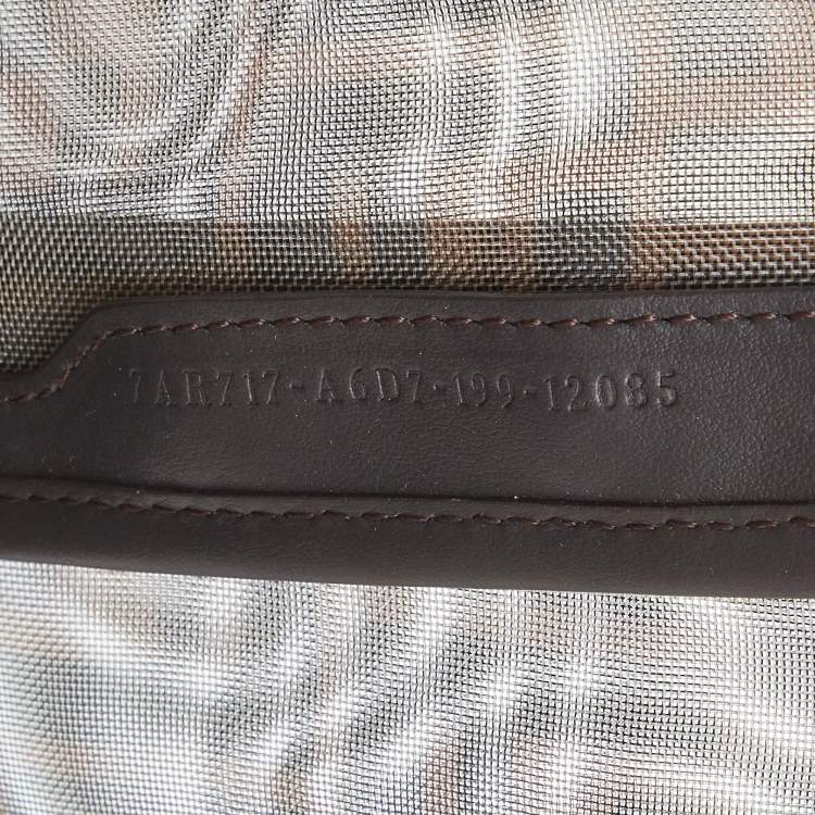 Pre Owned Fendi Brown Zucca Mesh and Leather Small Peekaboo Defender Pouch