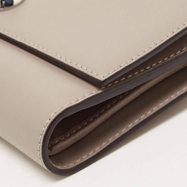 Pre Owned Fendi Etoupe Leather By The Way Flap Wallet