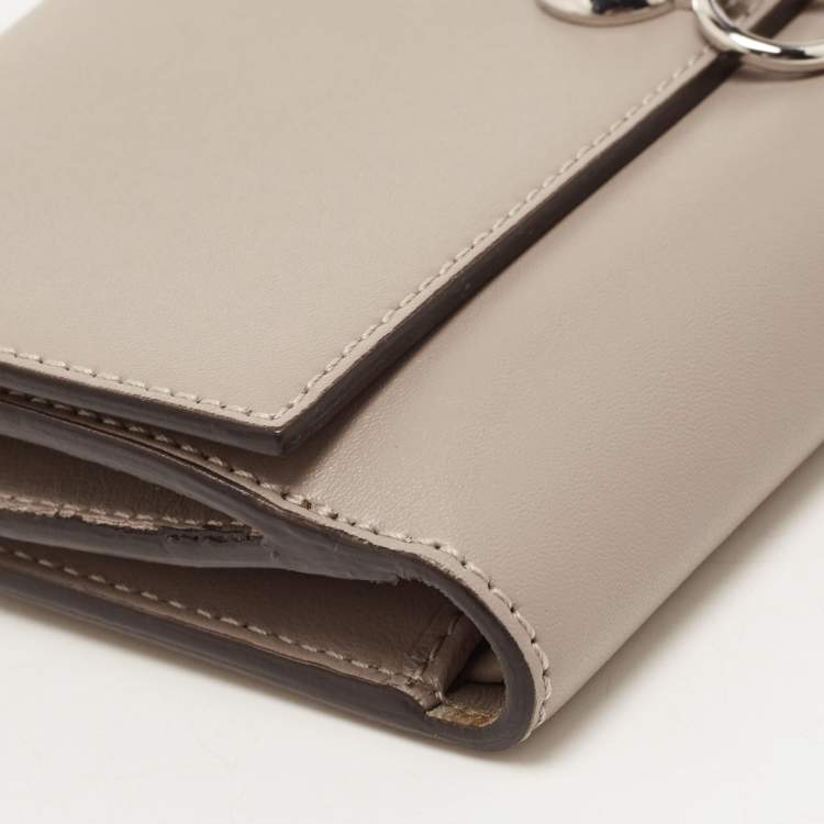 Pre Owned Fendi Etoupe Leather By The Way Flap Wallet
