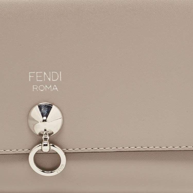Pre Owned Fendi Etoupe Leather By The Way Flap Wallet