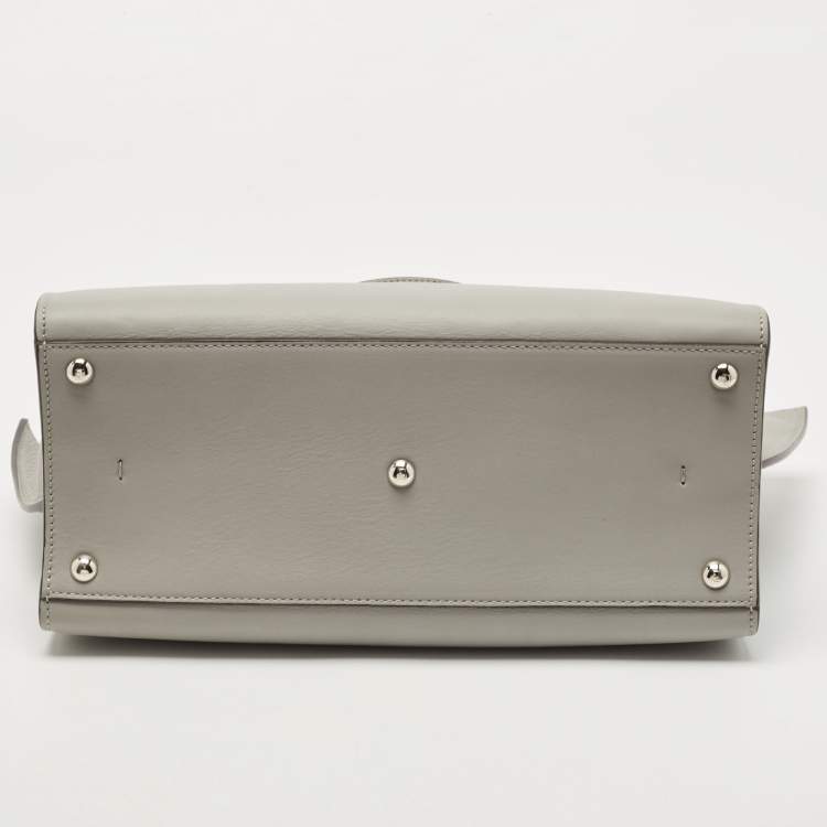 Pre Owned Fendi Grey Leather Medium Studded 3Jours Tote