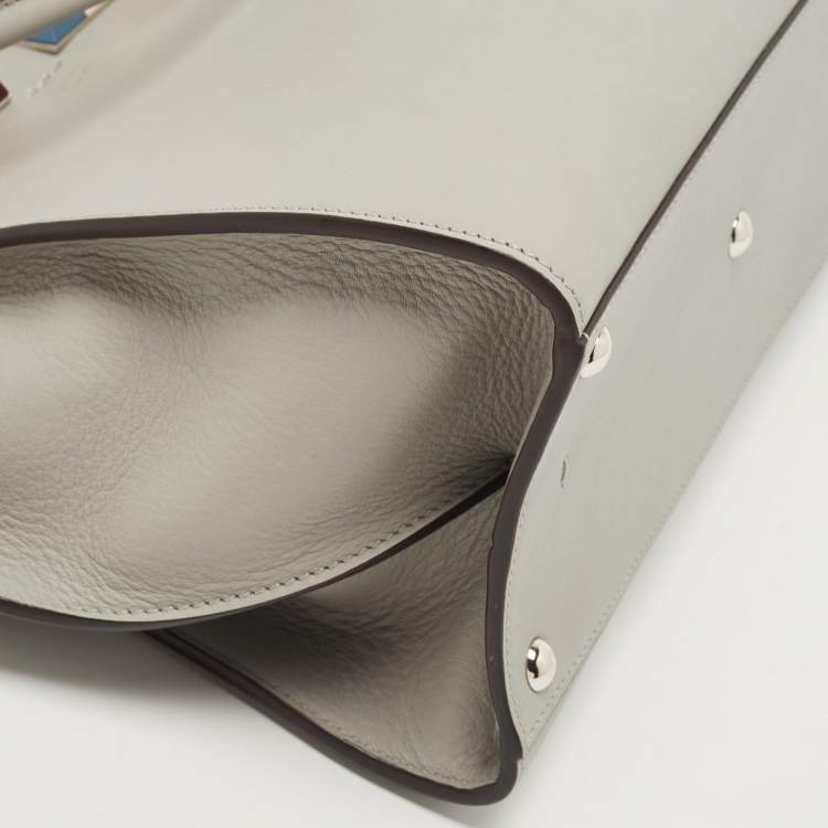 Pre Owned Fendi Grey Leather Medium Studded 3Jours Tote
