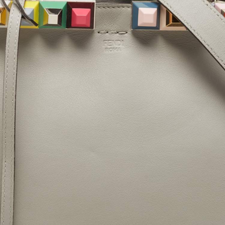 Pre Owned Fendi Grey Leather Medium Studded 3Jours Tote
