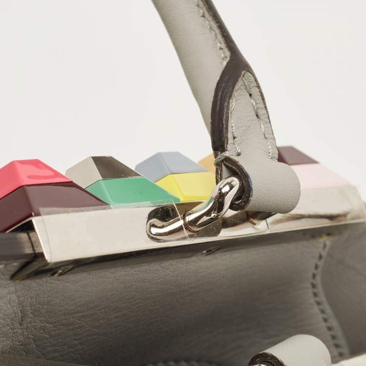 Pre Owned Fendi Grey Leather Medium Studded 3Jours Tote