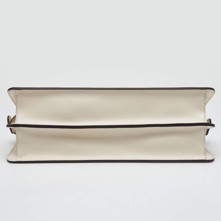Pre Owned Fendi Ivory Leather Peekaboo ISeeuU Stretch Top Handle Bag
