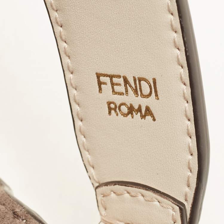 Pre Owned Fendi Cream/Khaki Zucca Leather Mini Mon Tresor Bucket Bag
