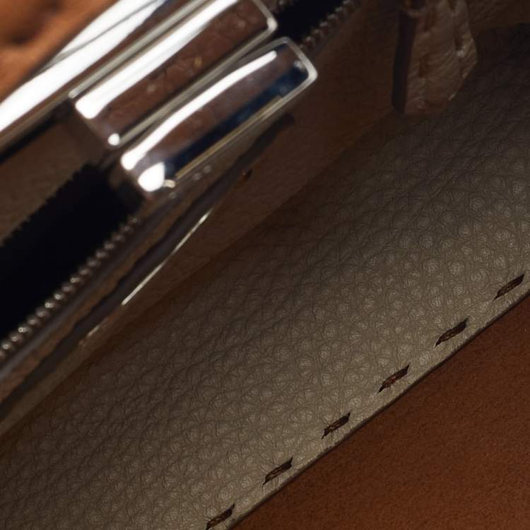Pre Owned Fendi Brown Selleria Leather Mini Peekaboo Top Handle Bag
