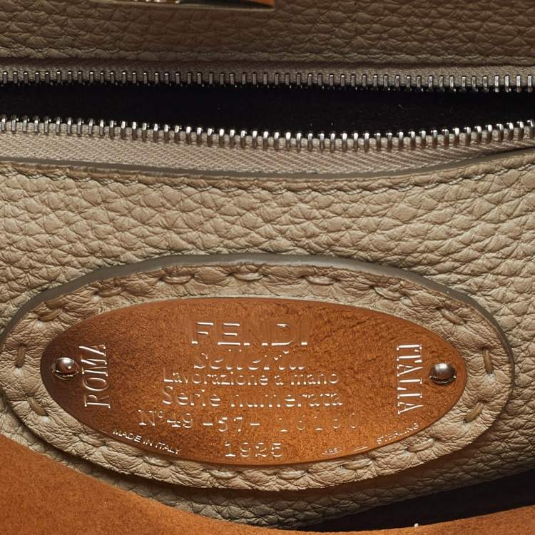 Pre Owned Fendi Brown Selleria Leather Mini Peekaboo Top Handle Bag