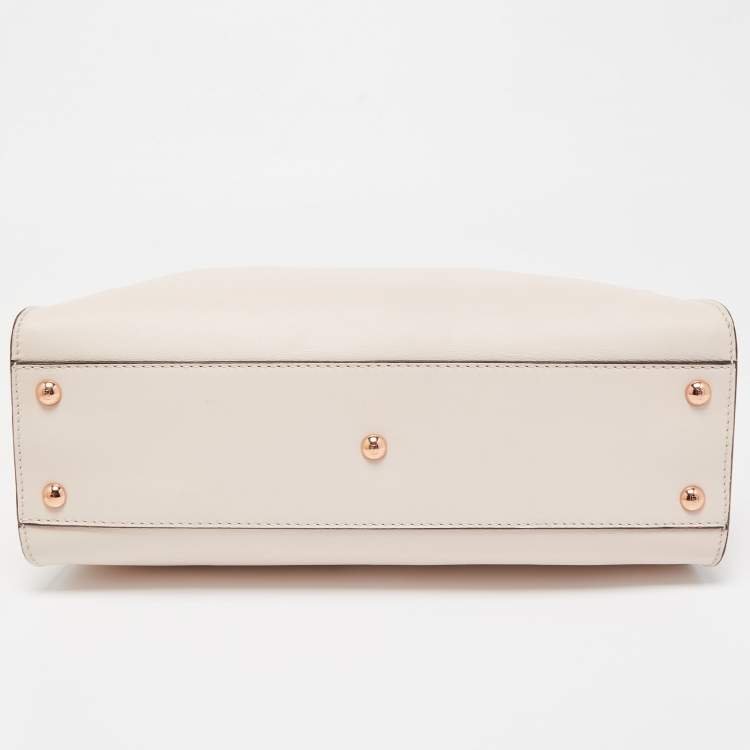 Pre Owned Fendi Light Pink Leather Medium Peekaboo Top Handle Bag
