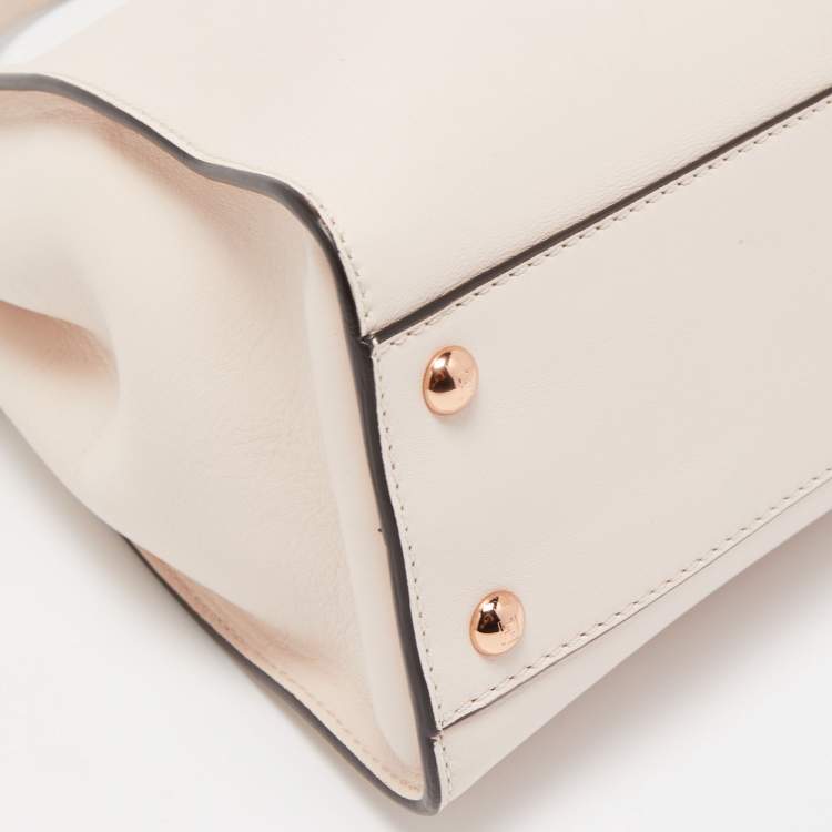 Pre Owned Fendi Light Pink Leather Medium Peekaboo Top Handle Bag