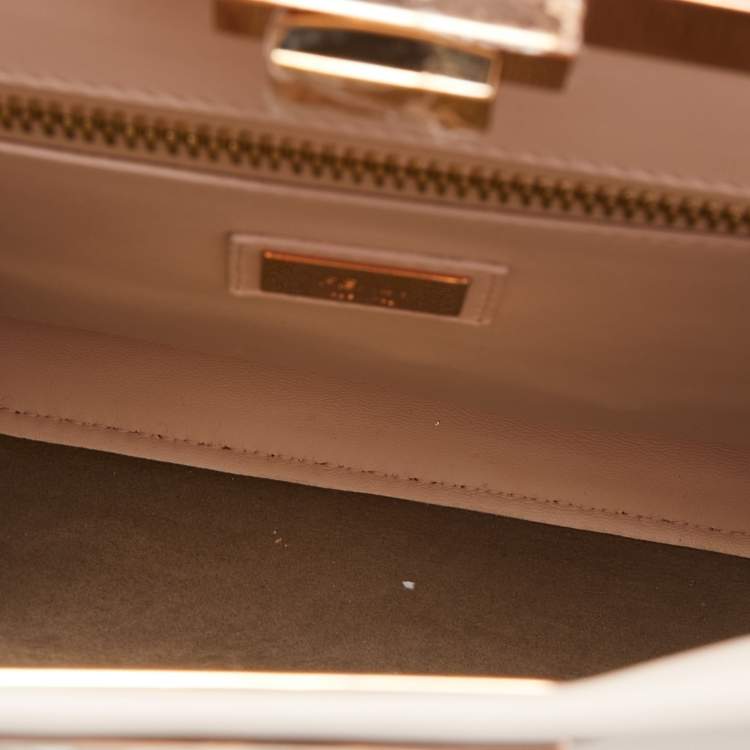 Pre Owned Fendi Light Pink Leather Medium Peekaboo Top Handle Bag