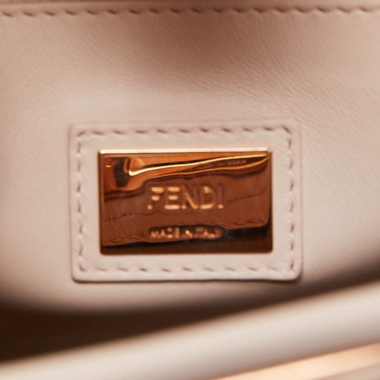 Pre Owned Fendi Light Pink Leather Medium Peekaboo Top Handle Bag