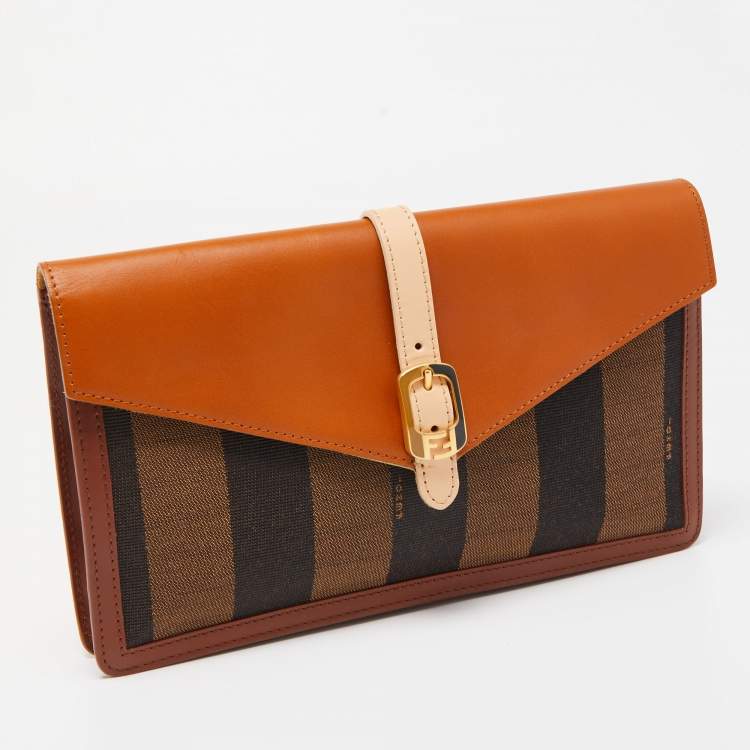 Pre Owned Fendi Multicolor Pequin Stripe Canvas and Leather Bustina Clutch