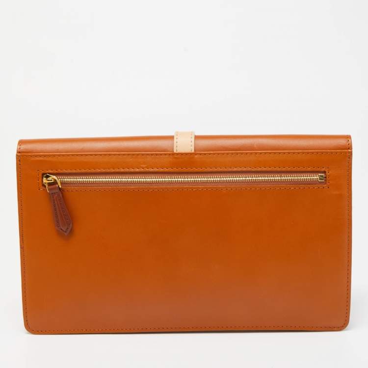 Pre Owned Fendi Multicolor Pequin Stripe Canvas and Leather Bustina Clutch
