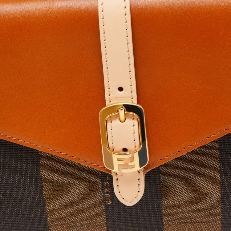 Pre Owned Fendi Multicolor Pequin Stripe Canvas and Leather Bustina Clutch