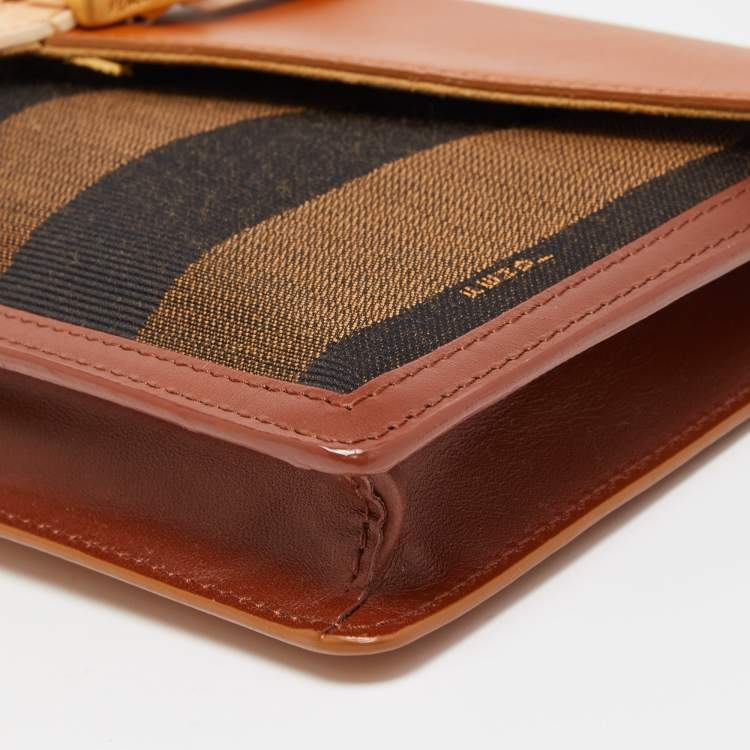 Pre Owned Fendi Multicolor Pequin Stripe Canvas and Leather Bustina Clutch