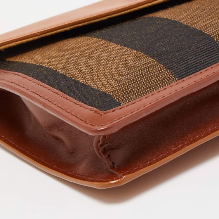 Pre Owned Fendi Multicolor Pequin Stripe Canvas and Leather Bustina Clutch