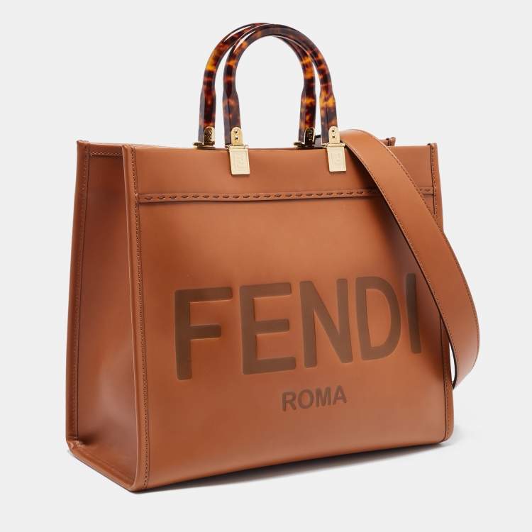 Pre Owned Fendi Brown Leather Medium Sunshine Tote