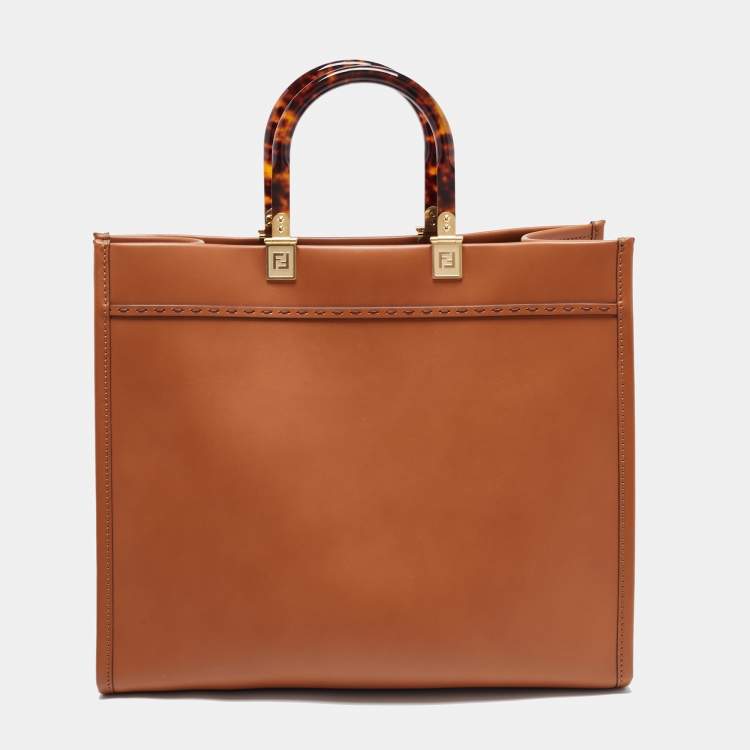 Pre Owned Fendi Brown Leather Medium Sunshine Tote