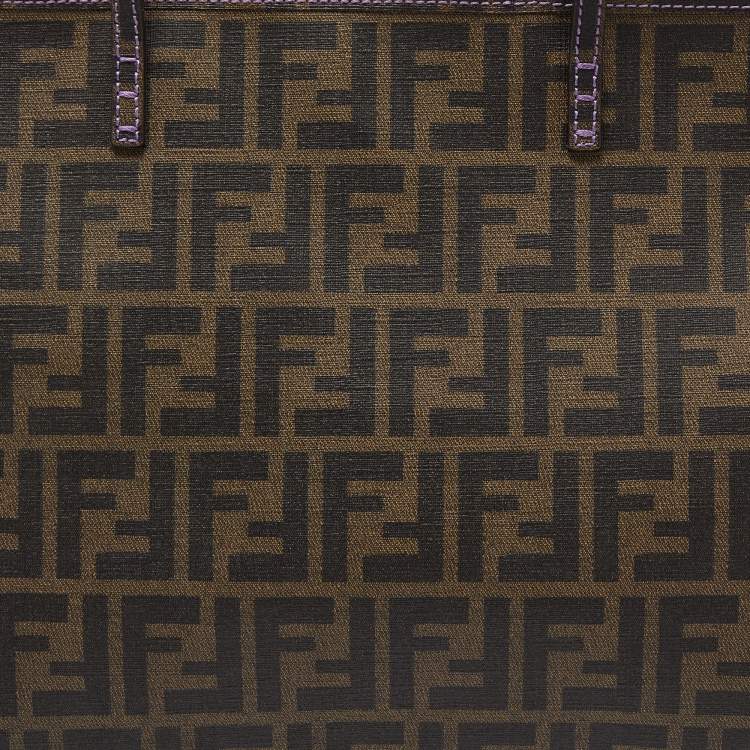 Pre Owned Fendi Tobacco Zucca Coated Canvas Medium Roll Shopper Tote