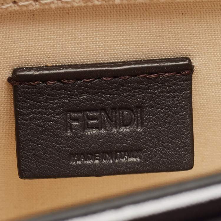 Pre Owned Fendi Black/Cream Patent Leather and Canvas Mini Sunshine Tote