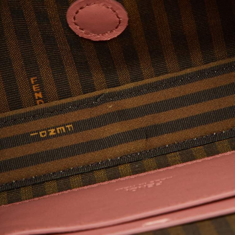 Pre Owned Fendi Blush Pink Silk Phone Baguette Bag