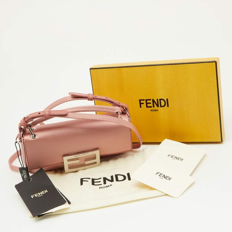 Pre Owned Fendi Blush Pink Silk Phone Baguette Bag