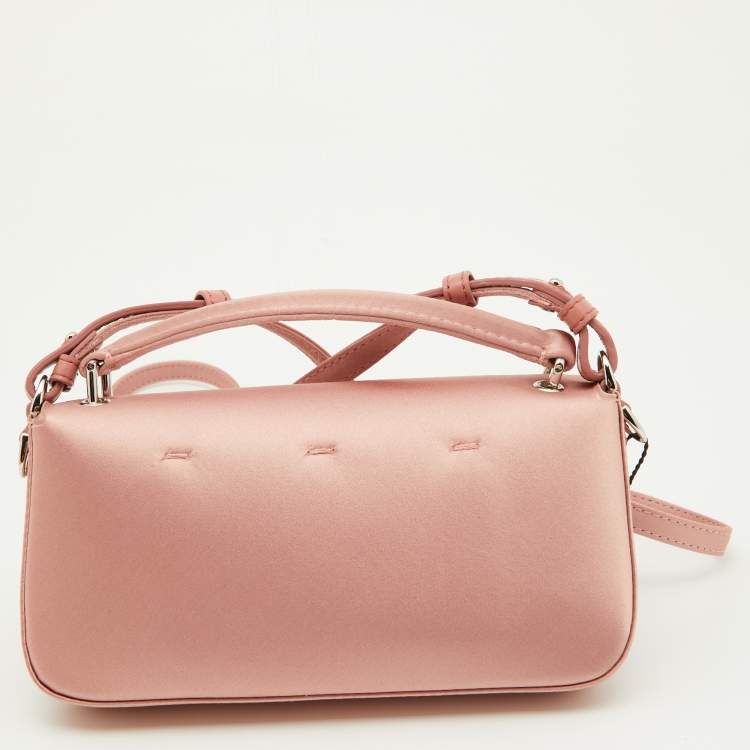 Pre Owned Fendi Blush Pink Silk Phone Baguette Bag