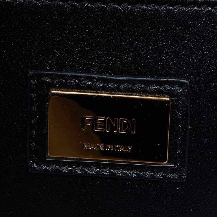 Pre Owned Fendi Black Leather Medium Peekaboo Iconic Top Handle Bag