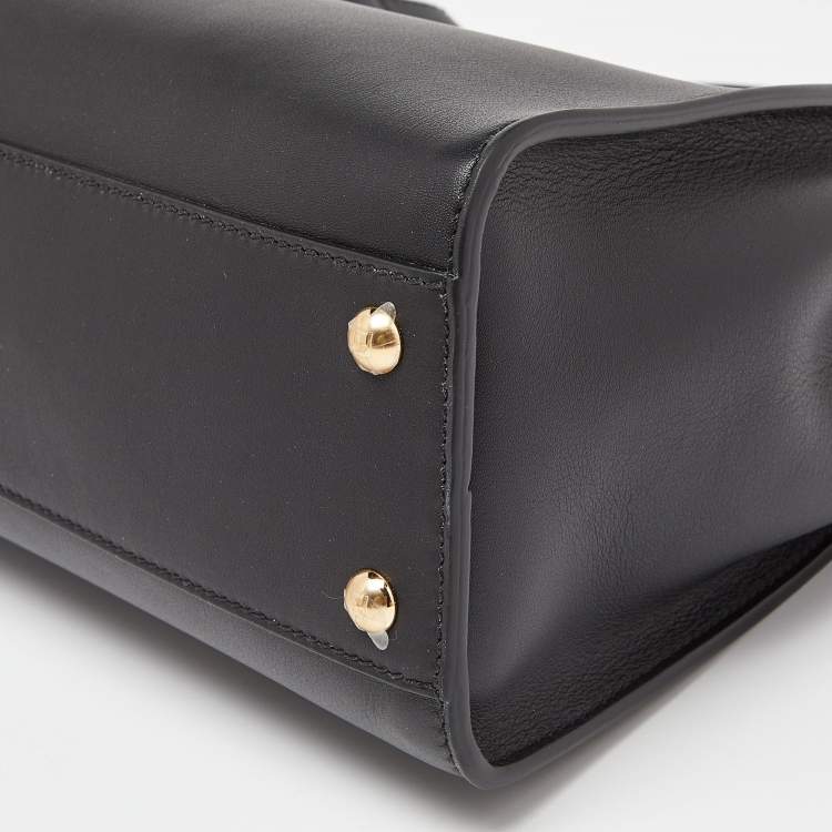 Pre Owned Fendi Black Leather Medium Peekaboo Iconic Top Handle Bag