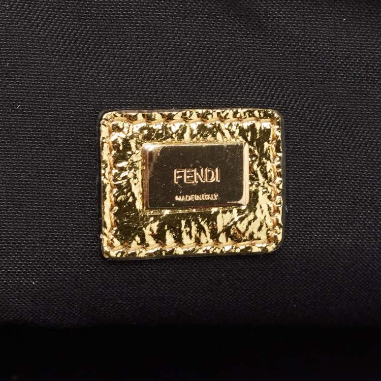 Pre Owned Fendi Gold Laminated Leather Large Flat Pouch