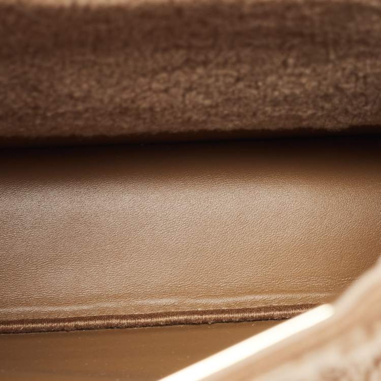 Pre Owned Fendi Brown Sheep Shearling Medium Peekaboo ISeeU Top Handle Bag