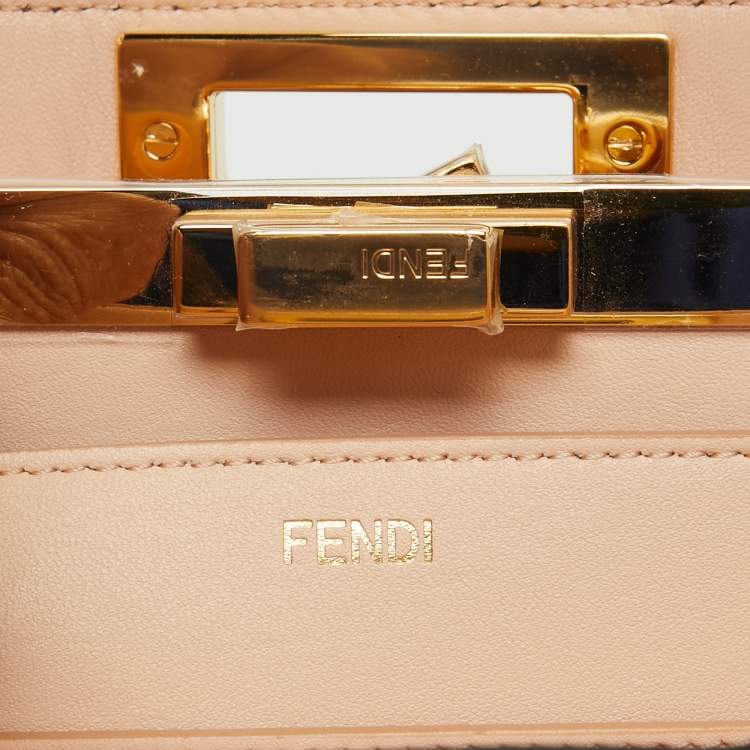 مملوكة مسبقًا Fendi White Leather Medium Inlay Peekaboo ISeeU Top Handle Bag
