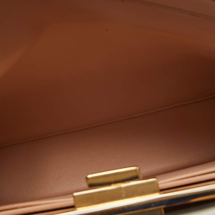 مملوكة مسبقًا Fendi White Leather Medium Inlay Peekaboo ISeeU Top Handle Bag